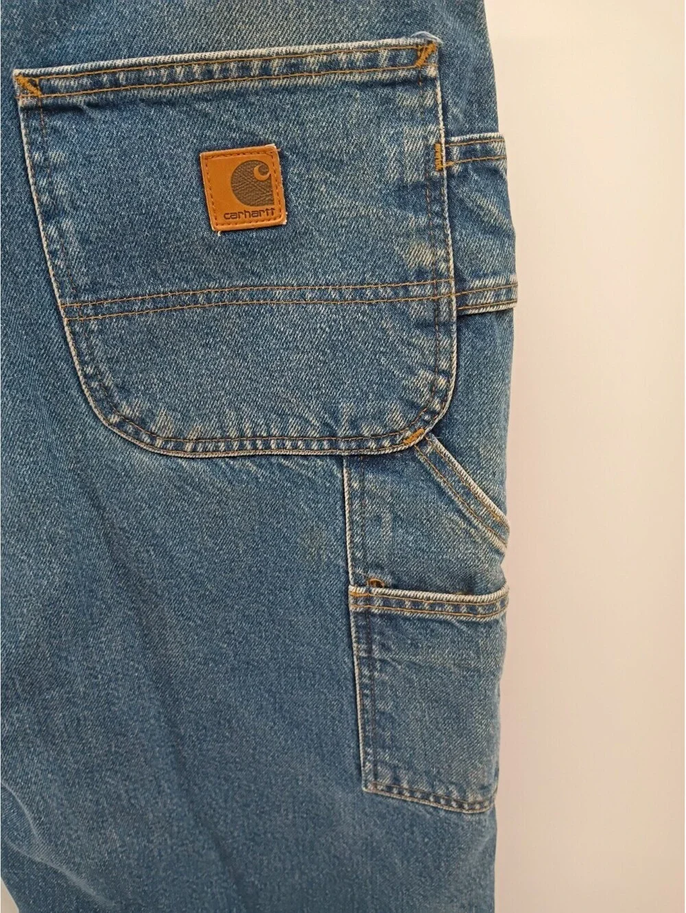 Carhartt Jeans Mens 38X32 Blue Denim Dungaree Fit Fleece Lined Workwear Outdoor